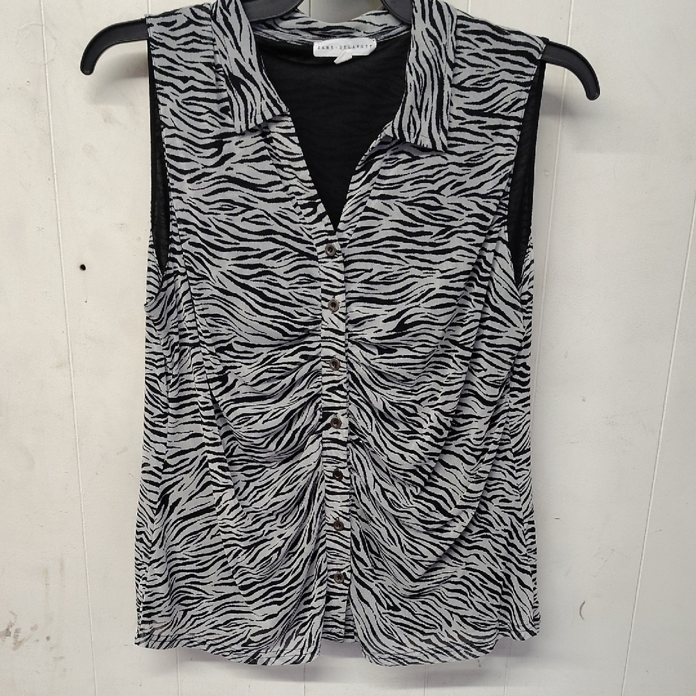 Jane + Delancey Zebra Print Sleeveless Top - Black and White